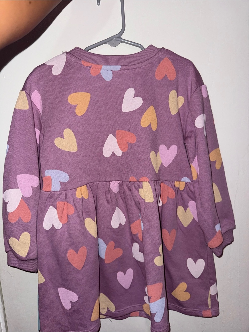 Cat & Jack Purple Heart-Print Long Sleeve Knit Dress